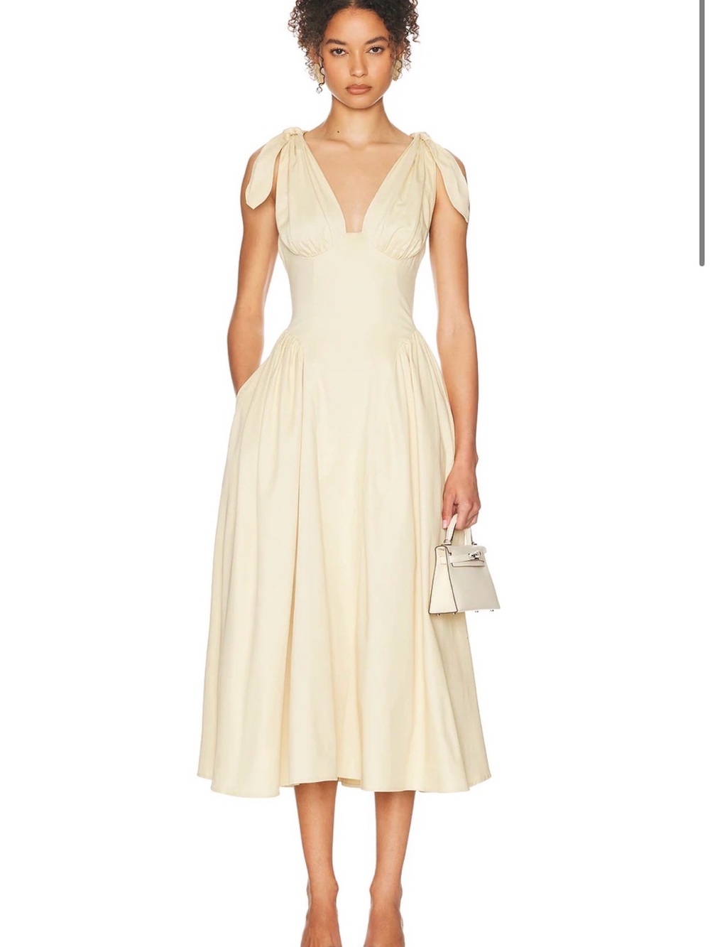 NWT Helsa Fairweather Midi Dress in Pale Yellow